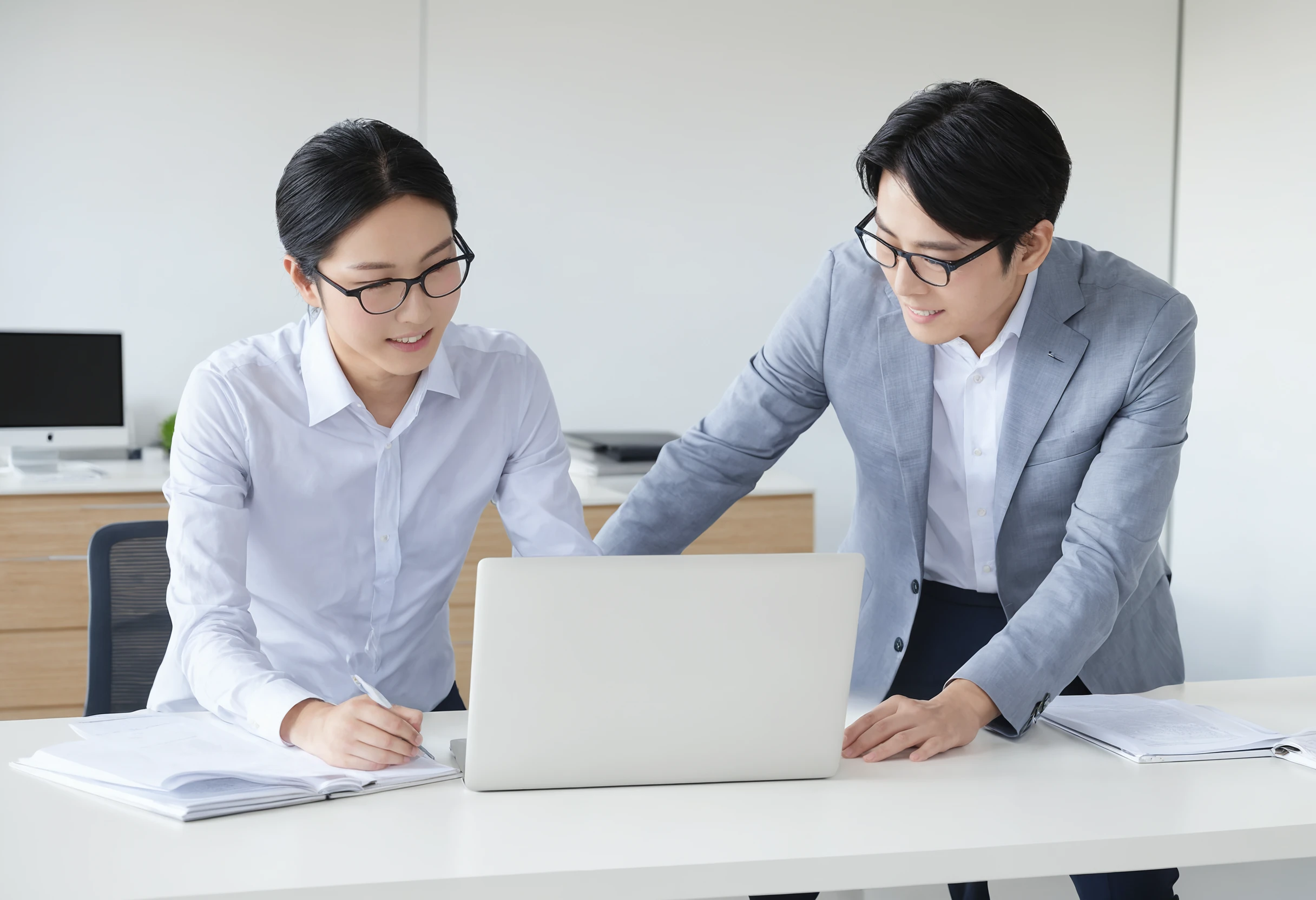打ち合わせをしながら業務を進める様子